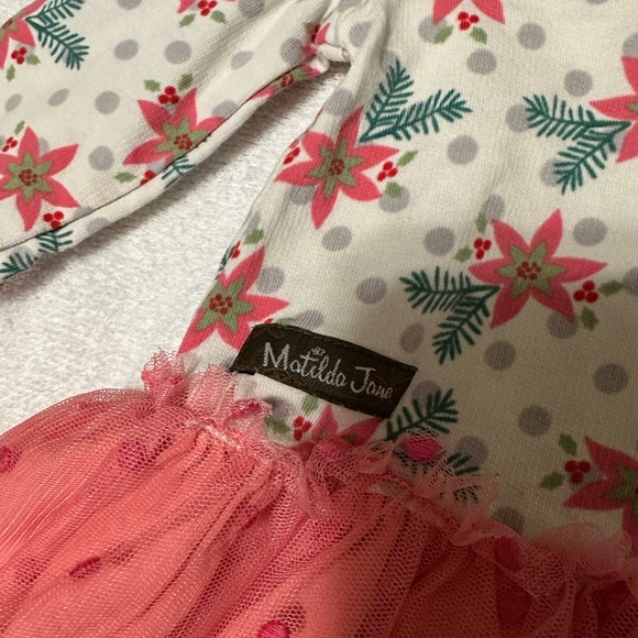 Matilda Jane Christmas dress pink with poinsettias size 6-12 months - Picture 4 of 5